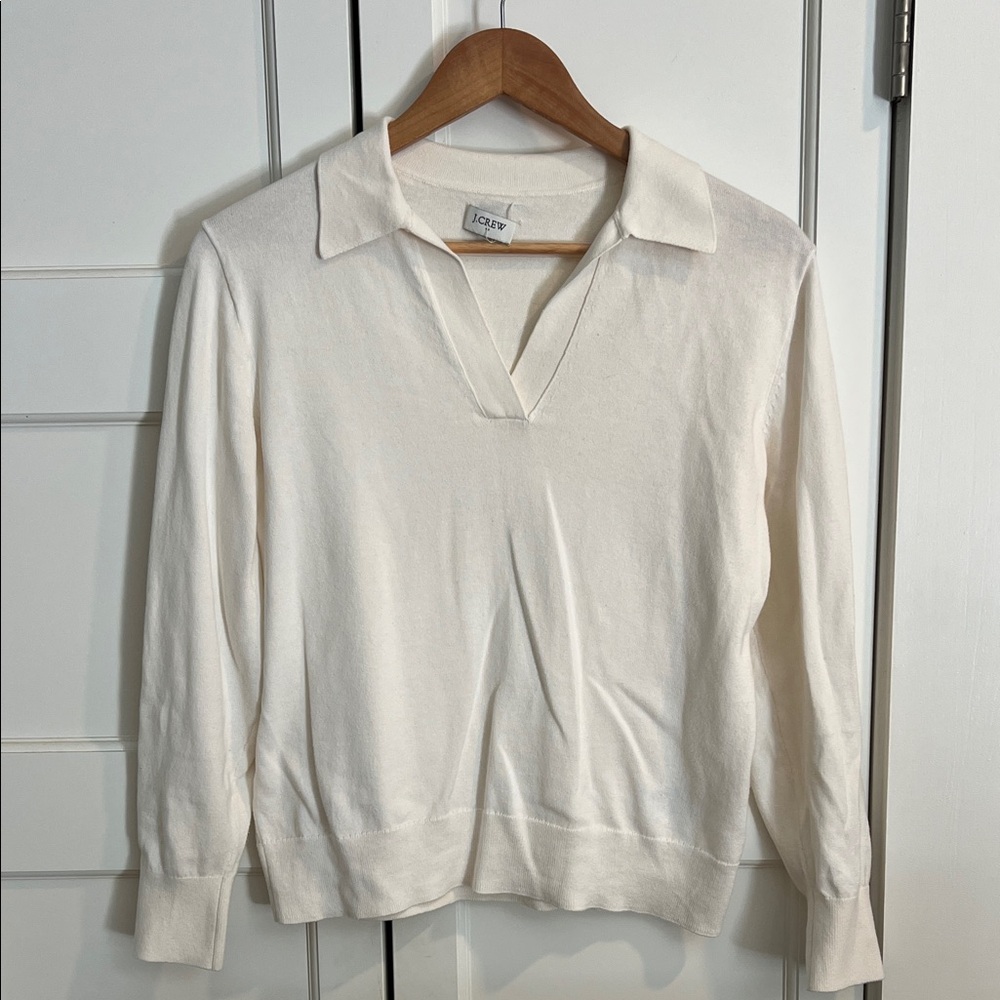 J. Crew Ivory Collared Pullover